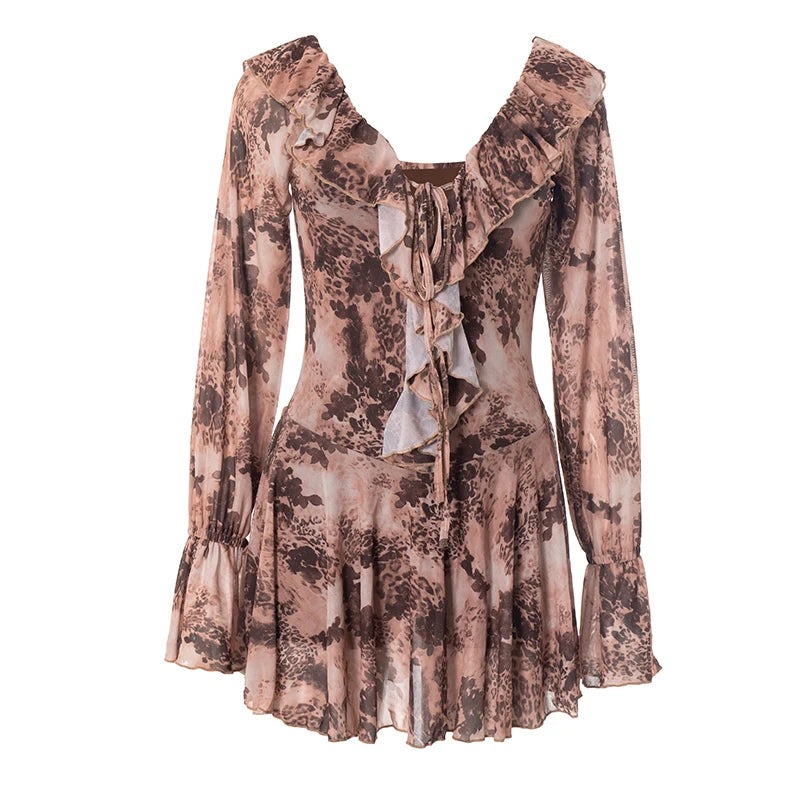 Rachel Collar Flared Long Sleeve Dress