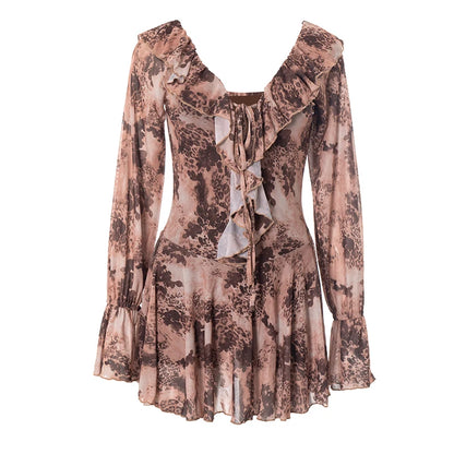 Rachel Collar Flared Long Sleeve Dress