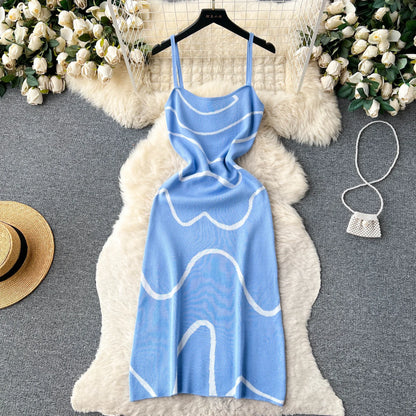 Wavy Lines Fashion Elastic Long Dress