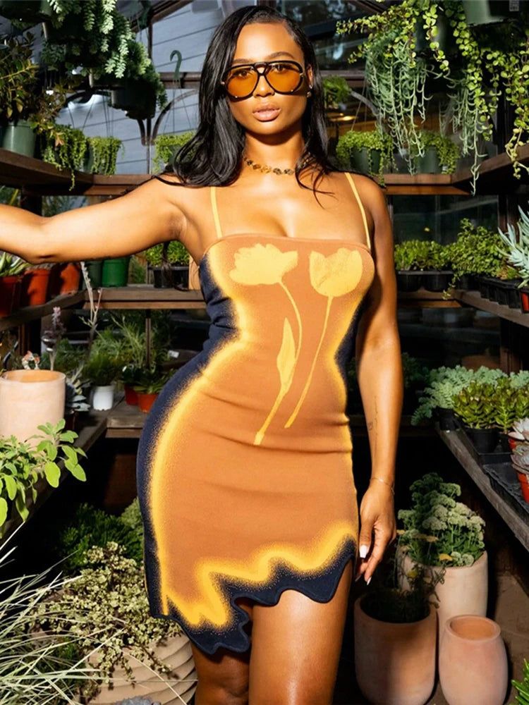 My Honey Tulip Print Mini Dress